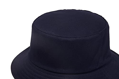 Quanhaigou Bucket Hats Unisex Summer Travel Beach Fisherman Cap for Men Women Teens - color: Plain Navy Blue Black