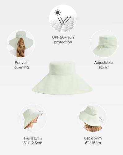 Solbari Women's Ultra Wide Brim Hat UPF 50+ - color: Coolgreen/Beige, size: Large-X-Large