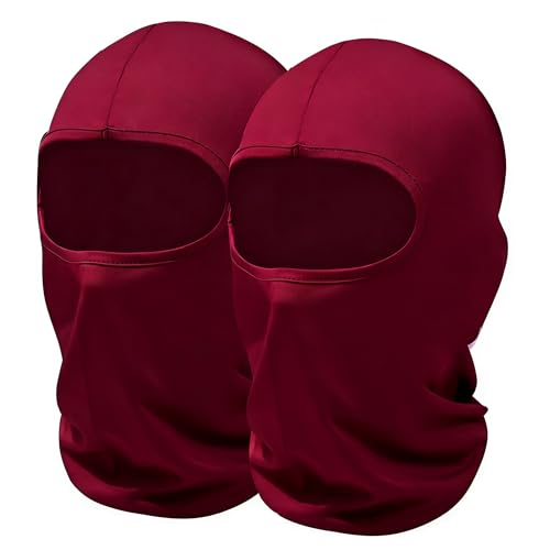 SHEVERCH Burgundy Ski Mask Balaclava Face Mask, 2 Pack - color: 2pack-burgundy