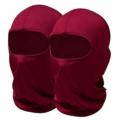 SHEVERCH Burgundy Ski Mask Balaclava Face Mask, 2 Pack - color: 2pack-burgundy