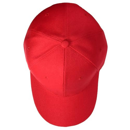 Falari Wholesale Bulk Lot 12-Pack Baseball Cap Adjustable Size Plain Blank Solid Color - color: Red