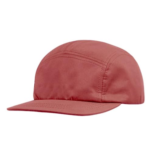 FASHIXD 5 Panel Hats for Men Women, Short Brim Running Hat, Plain Skateboard Cap for Outdoor Activities - color: Dark Red