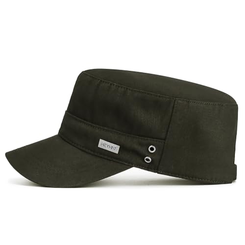 Initlove Cadet Army Cap Military Unisex Flat Top Hat for Men Women - color: Green