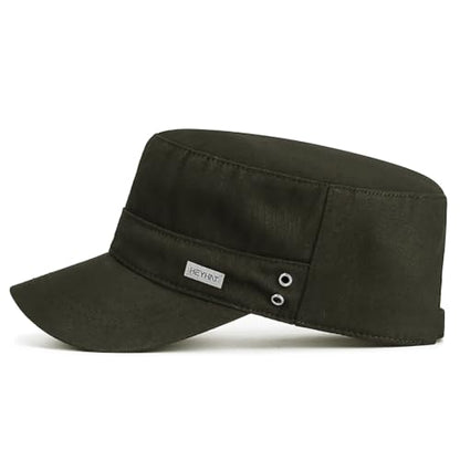 Initlove Cadet Army Cap Military Unisex Flat Top Hat for Men Women - color: Green