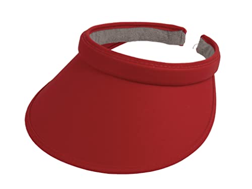TOP HEADWEAR Sports Cotton Twill Clip-On Visor 3.5 Inch Wide Brim - color: Red