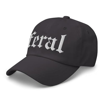 NX Feral Embroidered Curved Bill Cap Relaxed Fit Low Crown Adjustable Dad Hat - color: Dark Grey