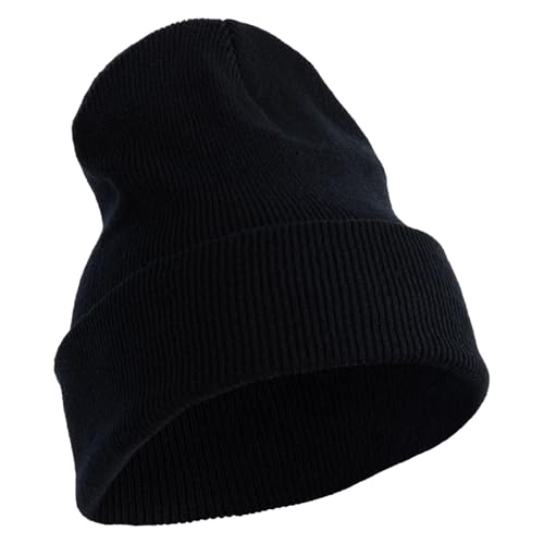e4Hats.com 12 inch Cuffed Knit Long Beanie - color: Black