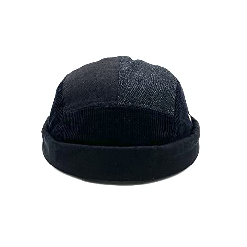 Vintage Old School Unisex Roll Cuff Brimless Sailor Docker Hat - color: 286-black