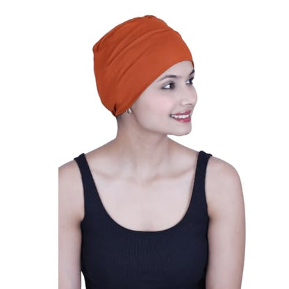 Chemo Hats Solid Sleep Cap Women's Bamboo Soft Headwear Cancer Cap Chemo Headwear Women - color: Cinnamonst