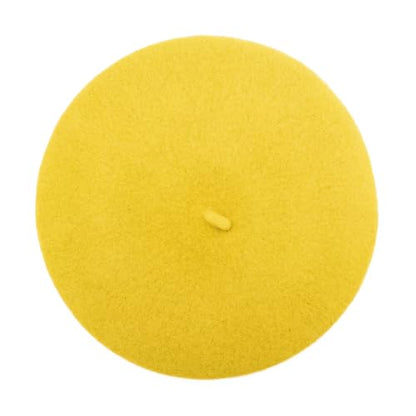 ZLYC Wool French Beret Hat Solid Color Classic Artist Cap for Women - color: Basic Yellow