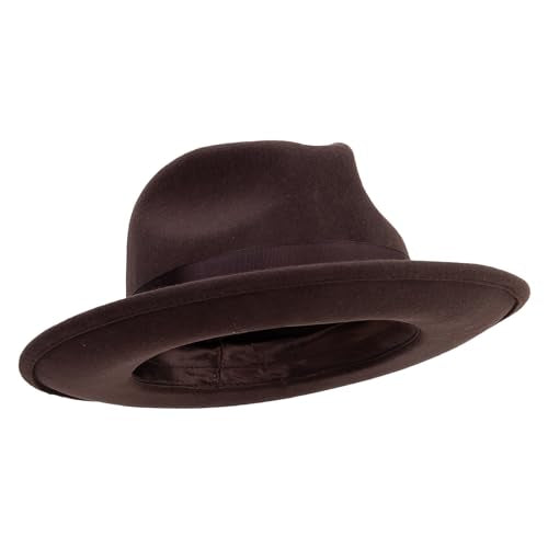 Jeanne Simmons Men's Wide Ribbon Band Fedora Hat - color: Brown, size: X-Large