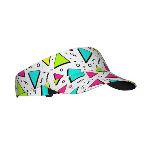 Visor Cap Funny Sun Hat for Women Men Teens for for Sports, Beach, Tennis, Golf, Running & Hiking - color: Retro 80s Memphis 2