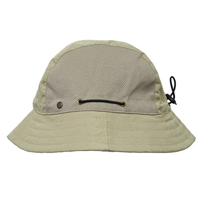 BUILTCOOL Adult Mesh Panel Bucket Cap – Boonie Hat for Fishing, Camping, and Kayaking - color: Khaki, size: Small-Medium