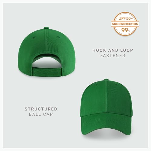 2-Pack Classic Structured Baseball Cap Adjustable Snapback Ball Caps - color: Kelly Green