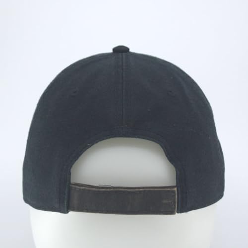 Heavy Washed Coated Canvas Wax-Look Adjustable Low Profile Men Women Baseball Cap - color: Canvas Dark Brown/Black