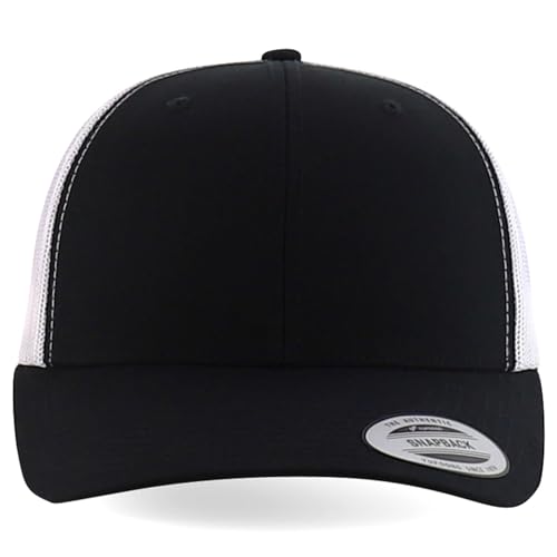 Trendy Apparel Shop Oversize XXL Structured Blank 6 Panel Retro Trucker Mesh Cap - color: Black White