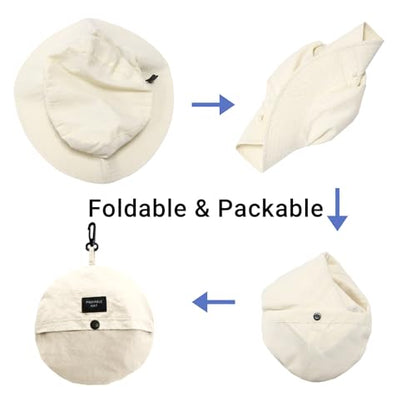 PFFY Waterproof Bucket Hats for Men Women Packable Sun Hat for Outdoors - color: Solid Beige