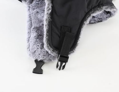 Home Prefer Faux Fur Trooper Trapper Hat for Men Warm Mens Winter Hat with Earflaps Ushanka Hunting Hat Reflective Brim - color: Black