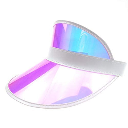 Giovacker Womens Mens PVC Clear Colorful Sun Visor Hats - color: Pink With White Border