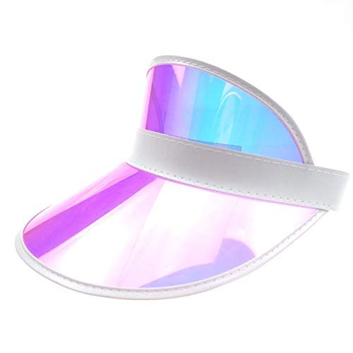 Giovacker Womens Mens PVC Clear Colorful Sun Visor Hats - color: Pink With White Border