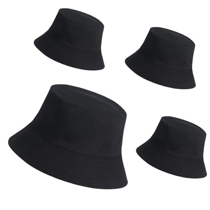 Bucket Hats Bulk Solid Color DIY Blank Hat Bucket Hats for Men, Women and Adults - color: 4pcs Black Bucket Hat