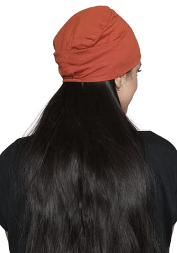 Chemo Hats Solid Sleep Cap Women's Bamboo Soft Headwear Cancer Cap Chemo Headwear Women - color: Brick