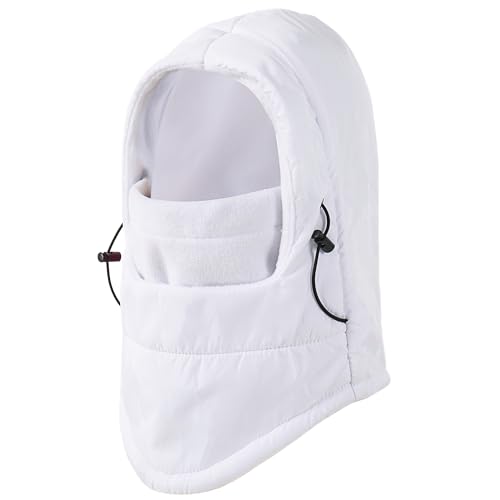 Balaclava Ski Mask Fleece Lining Windproof Warm Adjustable Thermal Winter Cold Weather Face Mask for Men Women - color: White
