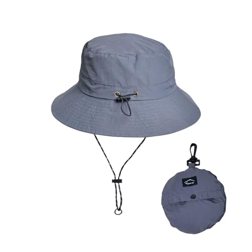 Honnesserry Bucket Hats for Woman Men Outdoor UV Sun Protection Hat Nylon - color: Dark Grey