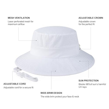 VOBOOM Unisex Wide Brim UV Protection Fishing Sun Hat - color: White