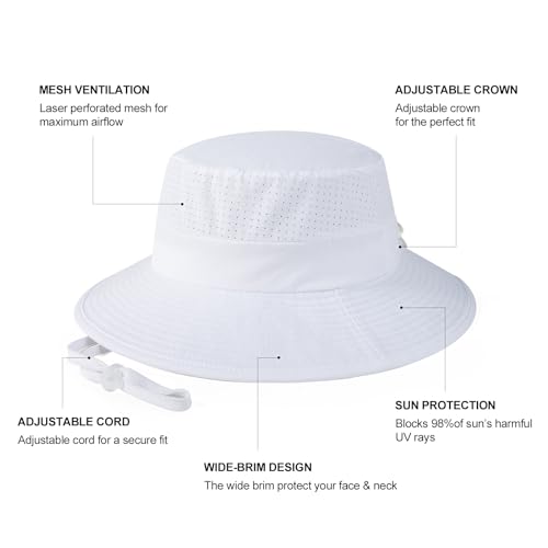 VOBOOM Unisex Wide Brim UV Protection Fishing Sun Hat - color: White