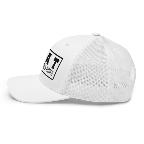 NG Boat Bring Out Ass and Titties Curved Bill Trucker Hat Mid Crown Adjustable Funny Adult Humor Cap - color: White