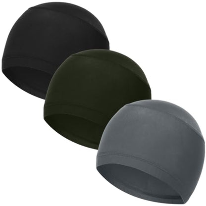 Cooling Skull Caps Helmet Liner Hard Hat Sweat Liner Motorcycle Cycling Cap - color: 3pcs (Black+dark Gray+army Green)
