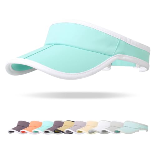 Sun Visor Caps Foldable Brim Adjustable Visor Hats for Women Men - color: Mintgreen