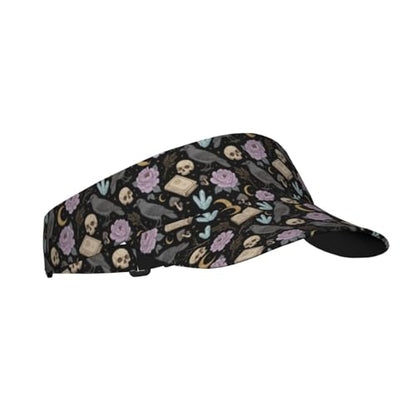 Sports Sun Visor Hat for Men Women, Adjustable Breathable Golf Tennis Cap - color: Magic Witch Crow