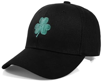 Women's Men's Fashion Baseball Cap Adjustable Strapback Hats Dad Hat Visor Sports Hat - color: Black - Green Shamrock
