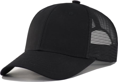 TSSGBL M, L, XL, XXL Snapback Trucker Hats Baseball Caps Adjustable Blank Mesh Back Ball Caps for Men Women - color: Black(cotton Front), size: Medium-Large
