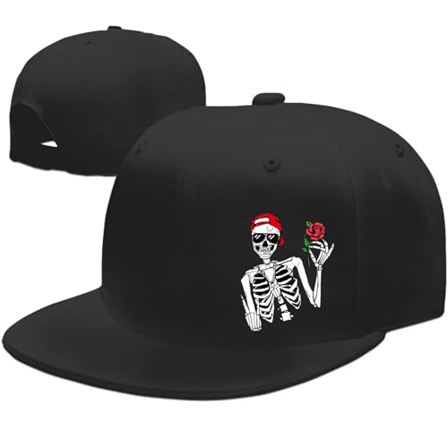 Flat Bill Hats for Men Black Snapback Hats for Men Adjustable Baseball Cap Fitted Cool Hip Hop Hat - color: Cool Skull