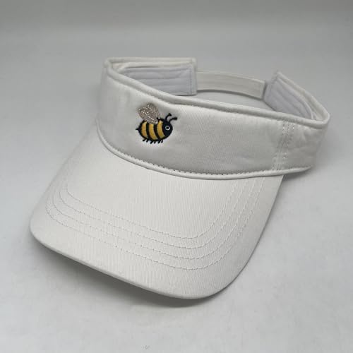 Embroidered Adjustable Sun Visor for Women Men Outdoor Golf Tennis - color: Cute Bumble Bee/White