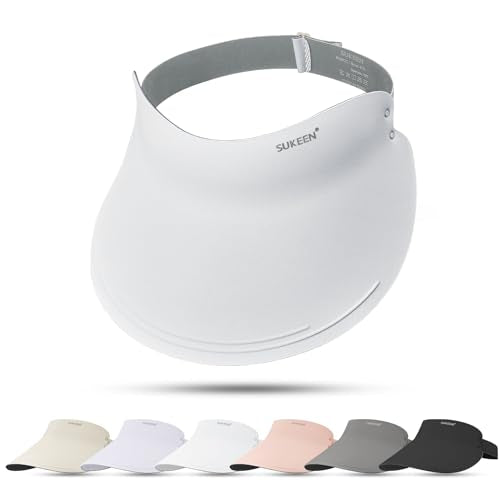 Sukeen Wide Brim Sun Visor Hat for Women,UPF50+ Seamless Sun Hats Lightweight Sports Cap Foldable Ponytail Hat for Outdoor - color: White