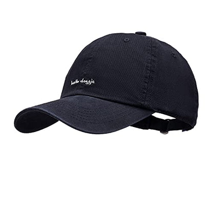 Croogo Unstructured Soft Baseball Cap Unisex 6 Panel Low Profile Dad Hat Adjustable Polo Trucker Hat Sun Cap for Daily Wear - color: Bc10-black