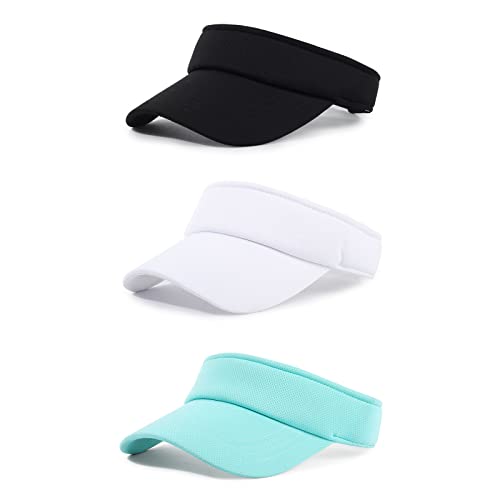 Sun Visor Hat Adjustable Outdoor Sports Cap for Men Women Adults - color: #2 Black-white-sky Blue