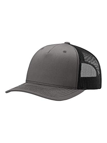 Printed Five-Panel Trucker Hat by Cotton Paperie - color: Charcoal/ Black