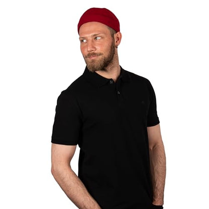 Cotton Docker Cap, Unisex Brimless Cap, Men Skull Cap, Brimless Beanie Hat, Men Women Cuffed Hat. - color: Burgundy