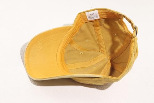 Glamorstar Classic Unisex Baseball Cap Adjustable Washed Dyed Cotton Ball Hat - color: Yellow