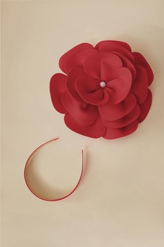 BABEYOND Fascinators Hats for Women Layered Flower Tea Party Derby Hats - color: Red