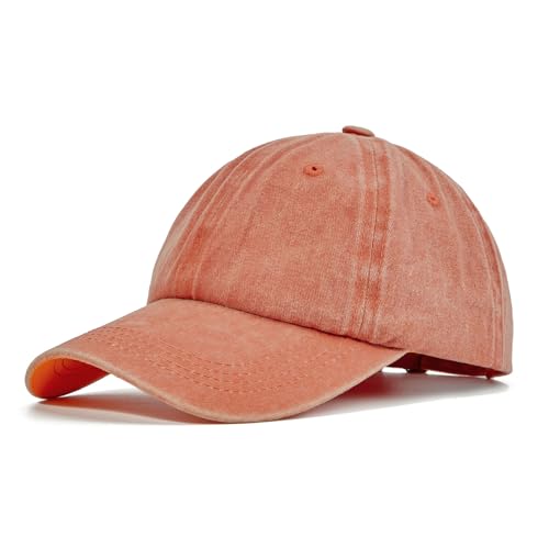 Distressed Washed Cotton Baseball Cap Adjustable Dad Hat for Men Women - color: Z Orange