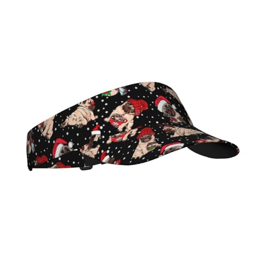 Sports Sun Visor Hats Adjustable Men Women Lightweight Packable Cooling Empty Top Visor Hat for Running, Tennis, Golf - color: Funny Pug