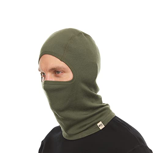 100% Merino Wool - Heavyweight Balaclava - Cold Weather Ski Face Mask - color: Olive Drab