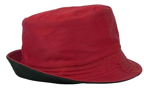 Gelante Reversible Bucket Hat for Men and Women - Cotton, Outdoor Sun Protection Bucket Hats. - color: Red/Black