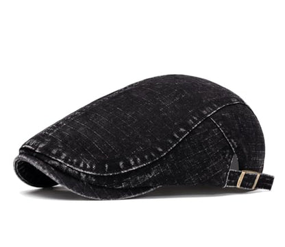 Quanhaigou Unisex Denim Newsboy Hats Flat Ivy Gatsby Cabbie Driving Berets Hat Cotton Dad Cap for Men Women - color: Retro Plaid Black